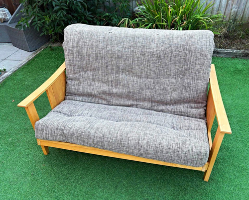 Convertible grey fabric futon - grey,