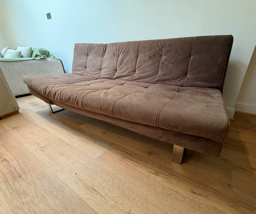 Brown fabric sofa - brown, bed