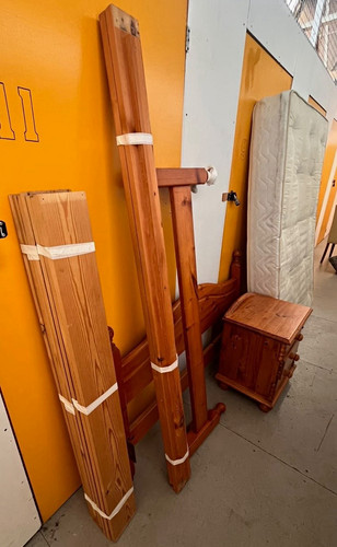 Double pine bed frame with - pine,